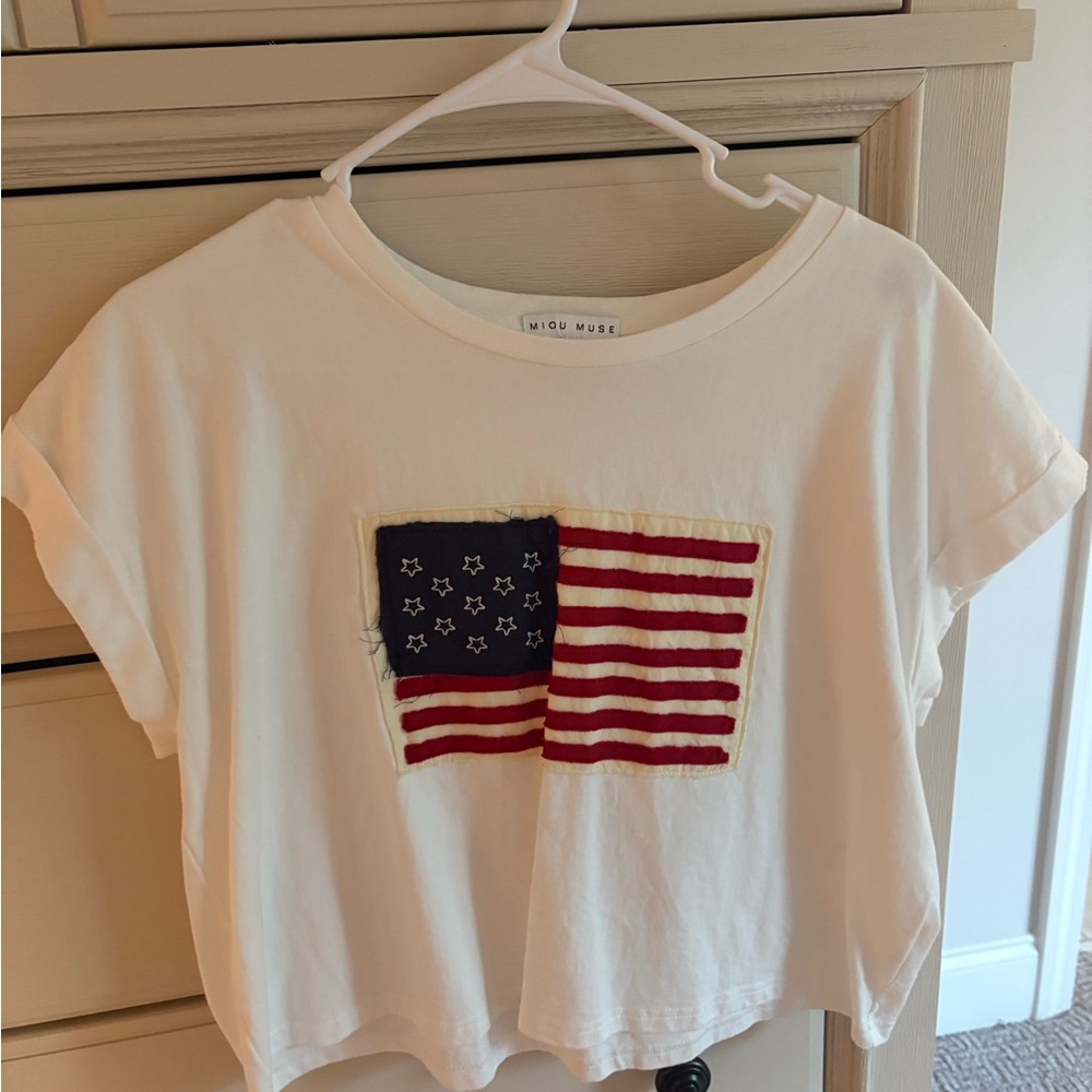 White Cotton Flag Graphic Tee